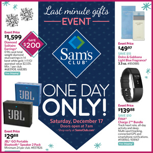 Sam's Club Last Minute Gifts Event Dec. 17