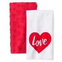 Valentine&#39;s Terry Kitchen Towel (2 Pk) White/Red