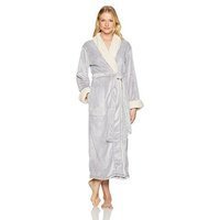 Natori Women&#39;s Velour Robe with Sherpa Trim
