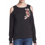 No comment™ Embroidered Cold Shoulder Sweatshirt