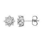Sterling Silver 0.10ct Diamond Flower Stud Earrings