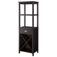Threshold™ Bar/Wine Storage Tower - Black 67.12&quot; H x15.75&quot; W x22.5&quot; D