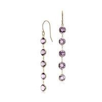Amethyst Bezel-Set Dangle Earrings in 14k Yellow Gold
