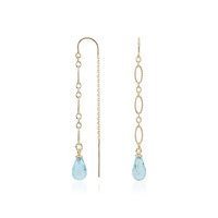 Sky Blue Topaz Delicate Thread Earrings in Gold Vermeil