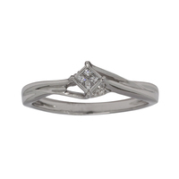 1/10cttw Certified Diamond Princess Ring 10k White Gold