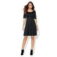 Fit &amp; Flare Dress with Patent Belt