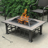 Rectangular Tile Top Fire Pit, Brownish Bronze